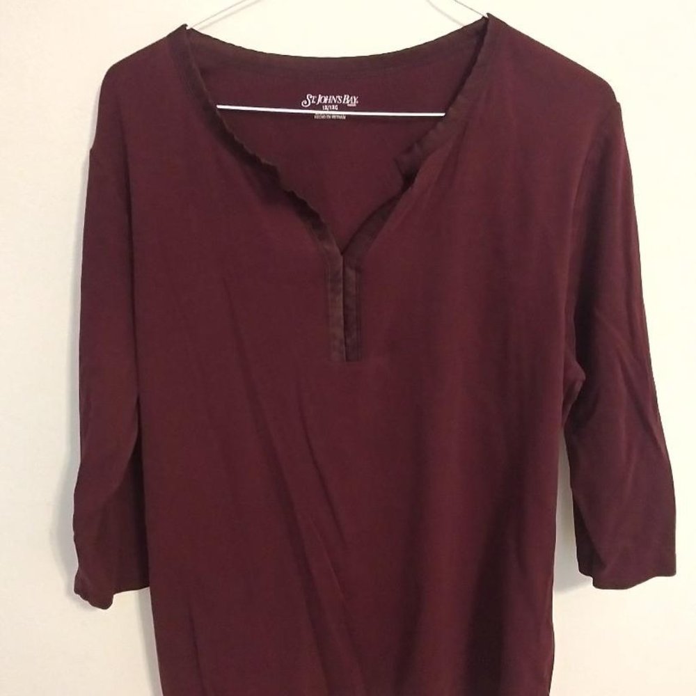 St. John's Bay 1X Purple V-Neck Blouse